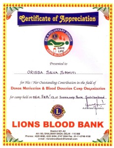 CERTIFICATE-LIONS BLOOD BANK